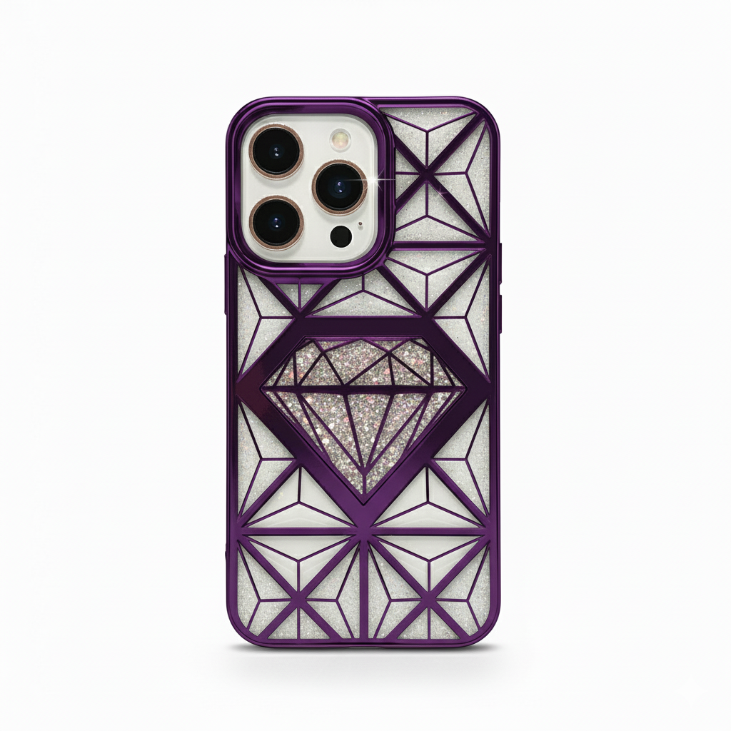 3D Spark Diamond Cut Iphone 15 Pro Max Purple