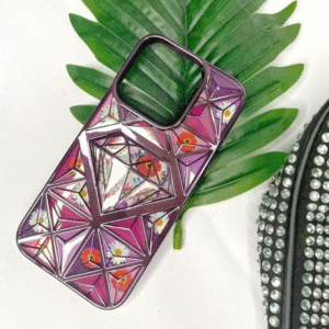 3D flower Diamond cut Iphone 15 Purple