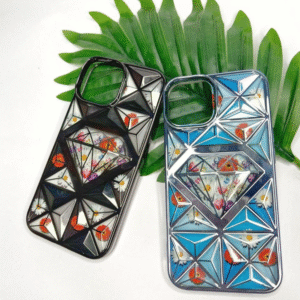 3D flower Diamond cut Iphone 14 Pro Black