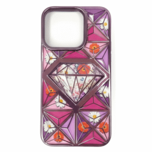 3D flower Diamond cut Iphone 14 Pro Purple