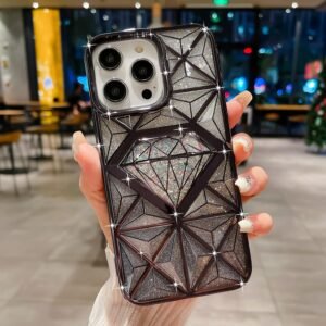 3D Spark Diamond Cut Iphone 15 Pro Black