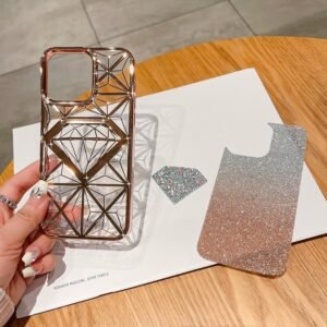 3D Spark Diamond Cut Iphone 15 Pro Max silver