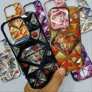 3D flower Diamond cut Iphone 14 Black