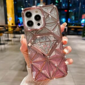 3D Spark Diamond Cut Iphone 15 Pro Max Pink