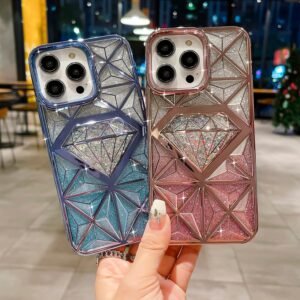 3D Spark Diamond Cut Iphone 15 Blue